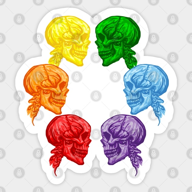 Artsy Rainbow Skulls in Love Sticker by Slightly Unhinged